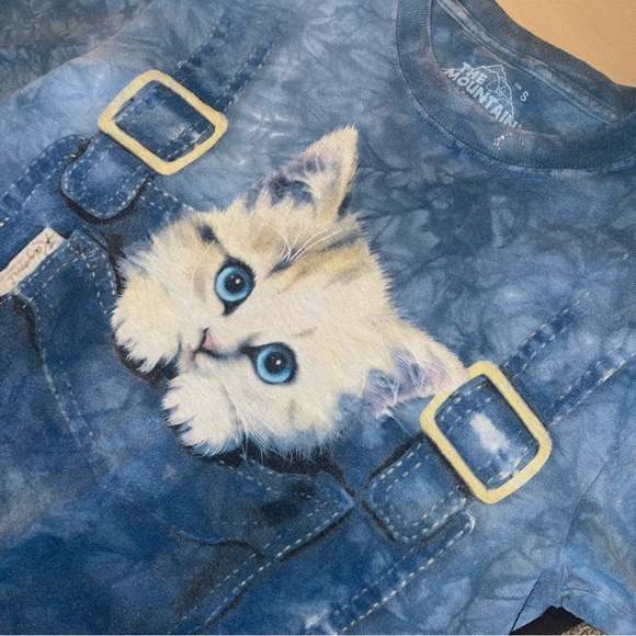 The Mountain Tie Dye Denim look kitten in a pouch Cat shirt size Small - Picture 5 of 6